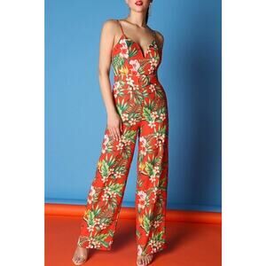 Lucen Palm Print Wide Leg Jumpsuit - Tropical Style!
